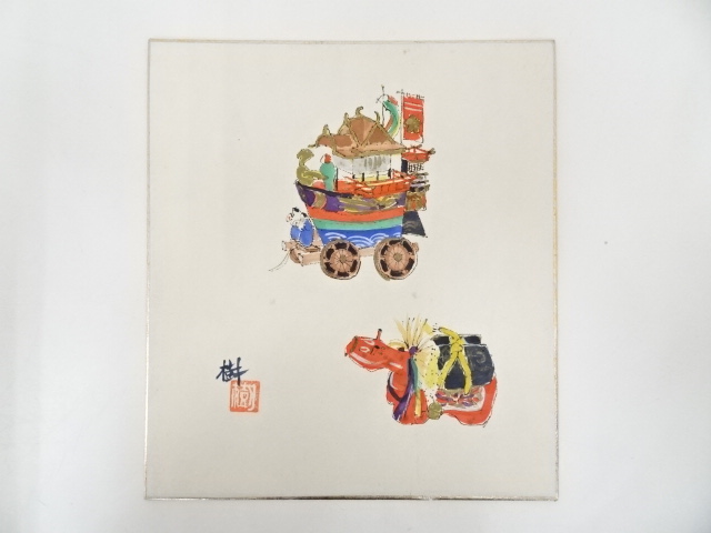 JAPANESE ART / HAND PAINTED SHIKISHI / FESTIVAL FLOAT / ARTISTS WORK